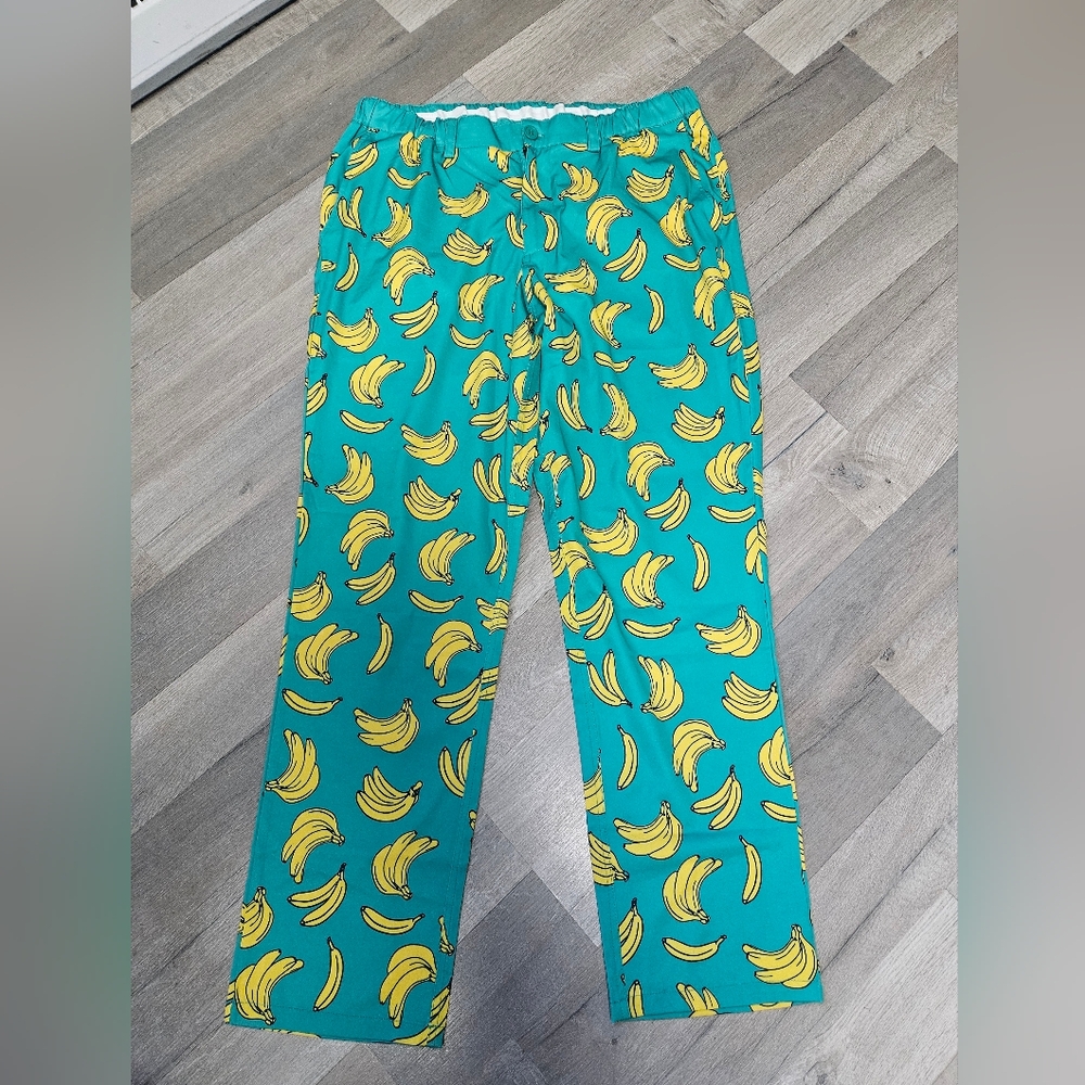 Tipsy Elves Green Banana Print Golf Pants